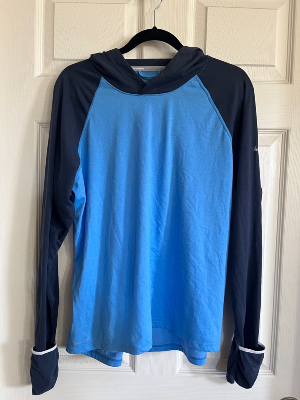 Blue Nike Hooded Long Sleeve Running Shirt